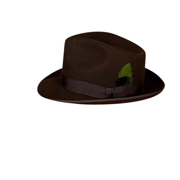 Vintage Wright Fedora Hat Size 6 5/8 Brown Coney Fur 1950s Miraklor -USA - Picture 2 of 10